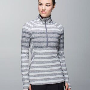 Lululemon Race Your Pace 1/2 Zip Pullover Gray Stripes Size 8